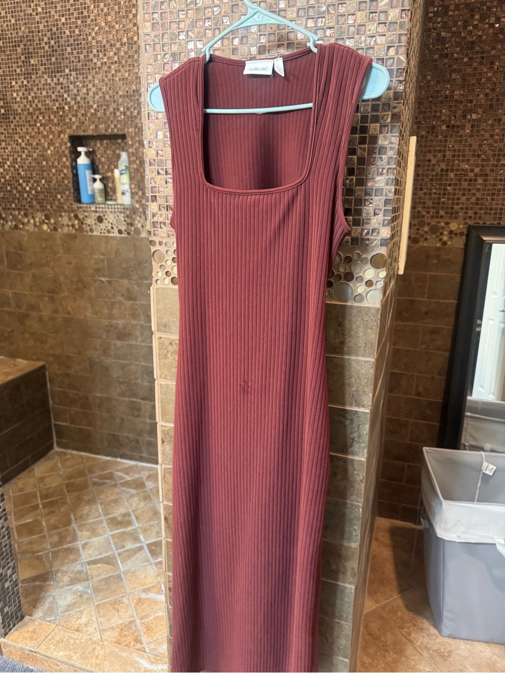 Sleeveless Ribbed Maxi Dress in Deep Wine -